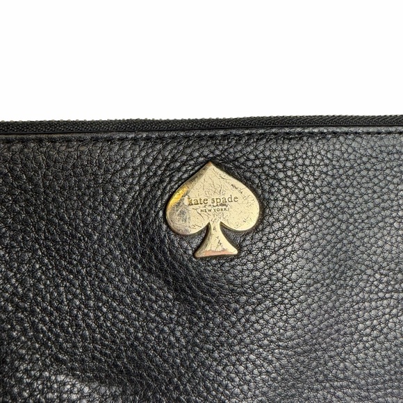 Kate Spade Black Leather Zipper Wristlet purse - Picture 2 of 7